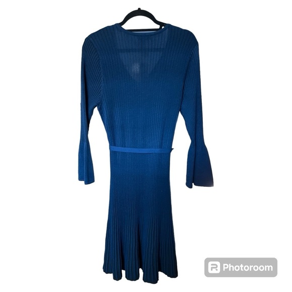 NWT Neiman Marcus midi sweater dress navy/black size Large - Picture 4 of 4